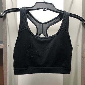 Nike Black Racerback Perforated Swoosh Sports Bra
